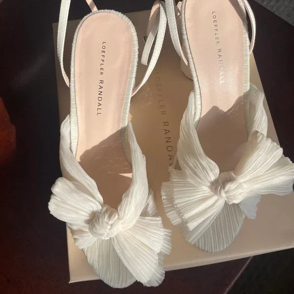 Loefler Randall Camellia Heels, White, Worn Once